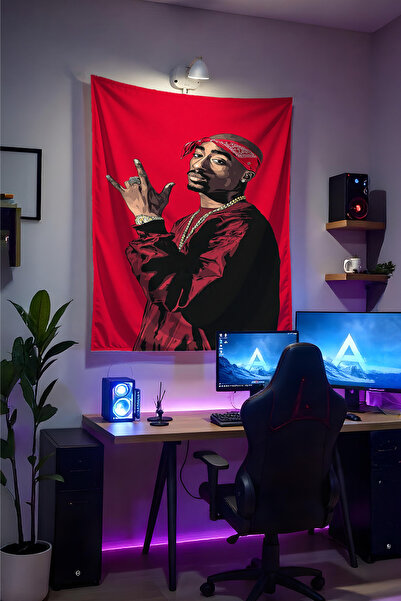 Halura 2pac 2-pac Duvar Örtüsü– Kaliteli Kumaş, Gamer Oda Dekoru Tapestry Duv...