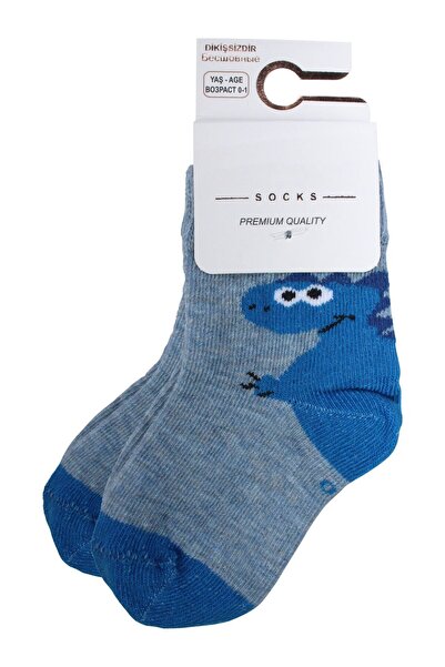 bebegen جوارب بيبي بوي بلو دينو منقوش للأطفال من عمر 0-12 شهرًا