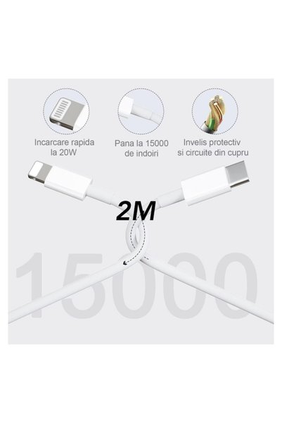 QUANDES Încărcător rapid de 20 W cu cablu de date de 2 m