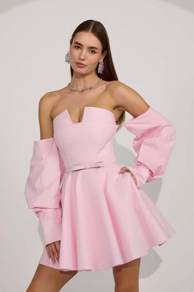 NOK İSTANBUL Dusk Volume Mini Dress Pink