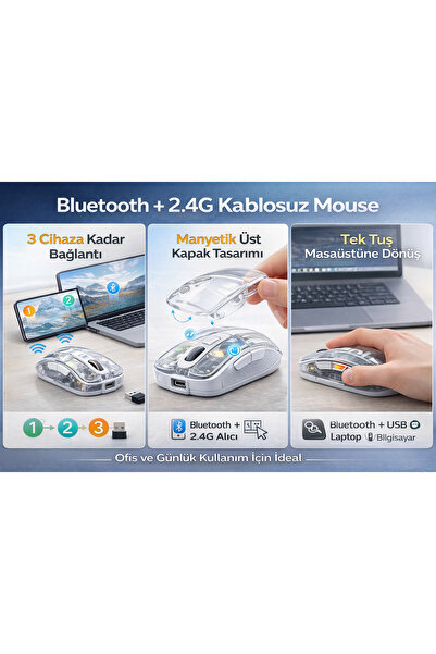 Aysimaİletisim Kablosuz Şarjlı Mouse – Type-C Şarj Girişli