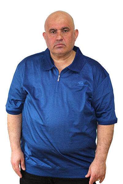 Ramon Miele Men's Large Size Premium Mercerized Textured Polo Collar Zipper T...