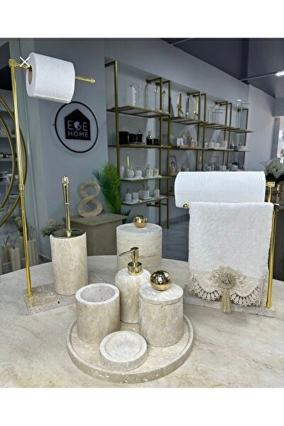 ege gross Traverten Mermer Banyo Seti- 9 Parça -Mermer Banyo Seti