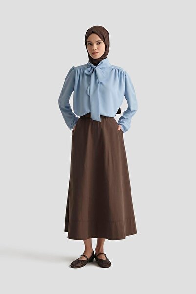 Armine TREND Boyun Kurdele Desenli Tunik-Mavi 25YT303