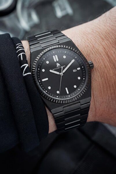 Navimarine Siyah Renk Çelik Kordon Siyah Kadran Erkek Kol Saati NV10017-S