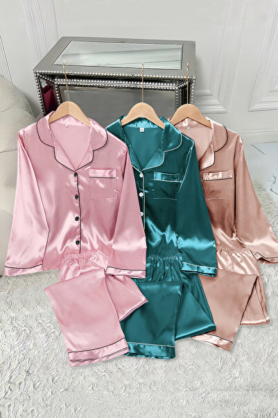 Sweet Dream 6 Pcs Silk Satin Pajama Set for Women Long Shirts and Pants Sleep...