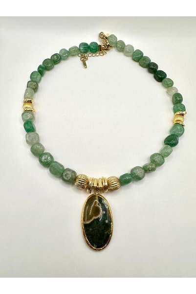 Mua Bijoux Amazonite Moss Agate Handmade Natural Stone Design Necklace