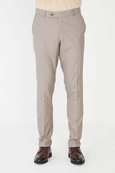 White Stone Beige Men's Fabric Trousers Modern Cut Classic Trousers