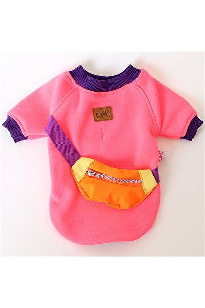 Pet Sweatshirt Çantalı - Pembe- Köpek Ve Kedi Kıyafeti