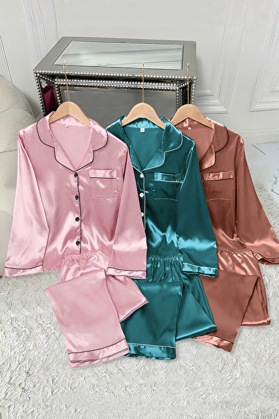 Sweet Dream 6 Pcs Silk Satin Pajama Set for Women Long Shirts and Pants Sleep...