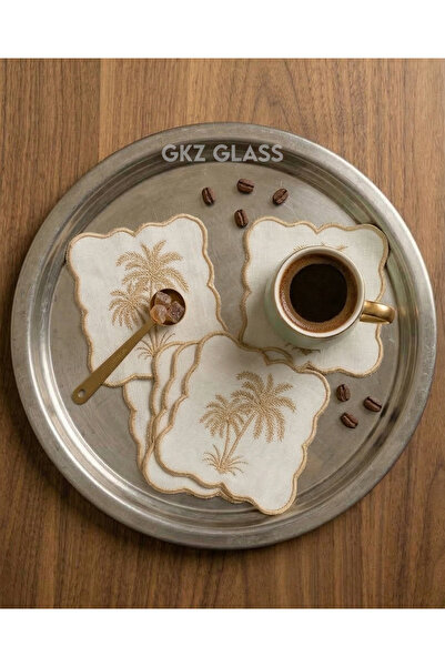 gkzglass home dekor 6 bucăți șervețele de cocktail și subpahare brodate, din ...