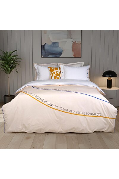 Sarev كريم ريبلا مزدوج 100% قطن طقم غطاء لحاف