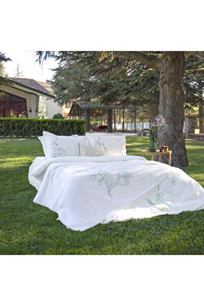 Sarev Eva Meloni Ecru Single 100% Cotton Duvet Cover Set and Piqué Set