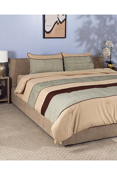 REDTAG Brown & Sage 4-Piece Jacquard Comforter Set (240 x 220 cm)