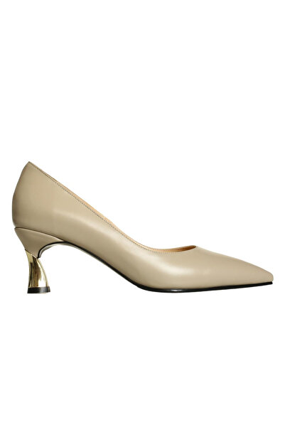 Platin Mink Leather Women's Heeled Shoes