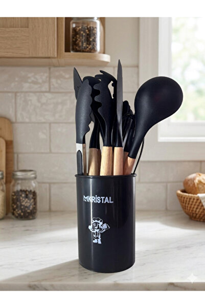 ceviz home züccaciye tekstil ltd şirketi Siyah 12 Parça Silikon Mutfak Gereçl...