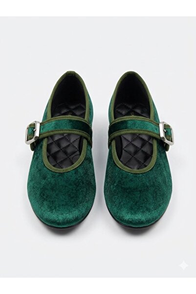 Friend & Trend Kadife Düz Taban Toka Detay Kadın Babet FT5070