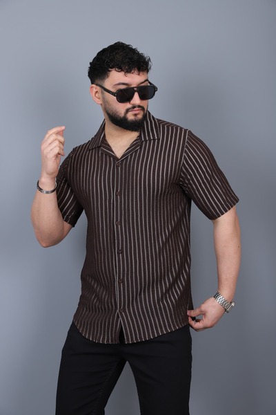L-KOM Men's Striped Knitted Shirt