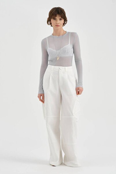 tw3 Γυναικείο παντελόνι πλαϊνή τσέπη τεμαχίων με λεπτομέρεια πιέτες στο μπροσ...