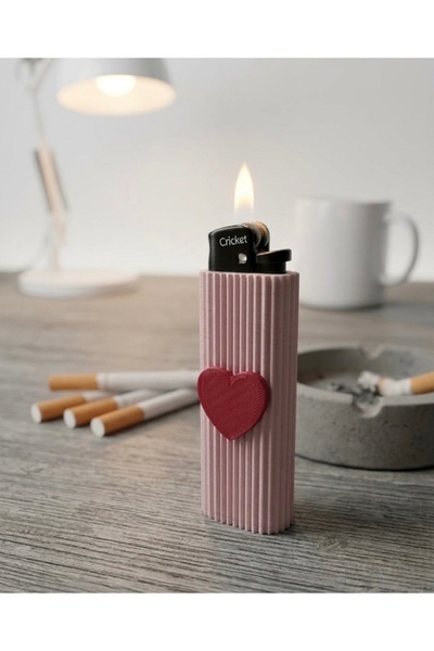 Handmade Özel Tasarım Kalp Kabartmalı Çakmak Kılıfı - Dekoratif Küllük Yanı E...