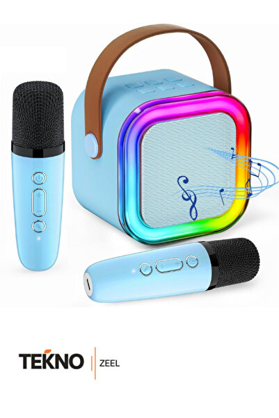 teknozeel Çift Mikrofonlu Karaoke 5 Ses Efektli Rgb Işıklı Bluetooth Kablosuz...