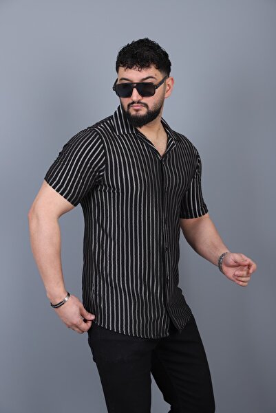 L-KOM Men's Striped Knitted Shirt