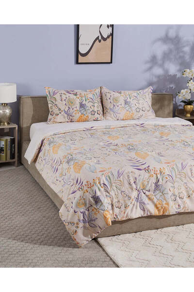 REDTAG Beige Printed Comforter Set 4 Piece Double Size