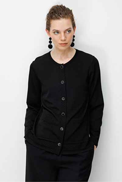 Desen Triko Γυναικεία ζακέτα με λεπτή πλέξη, με τσέπη στο λαιμό και διακοσμητ...