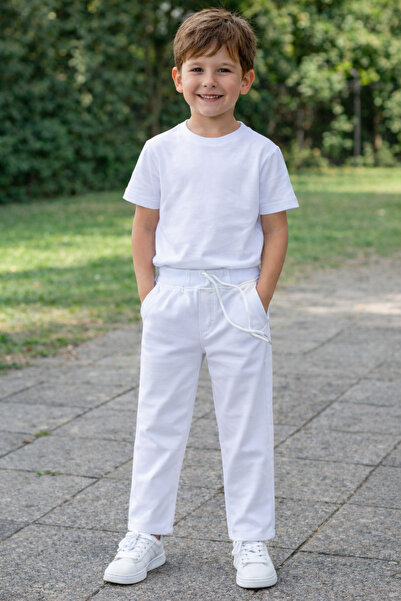 SANTRALBEBE Unisex 23 Nisan Red Elastic Waist Pants