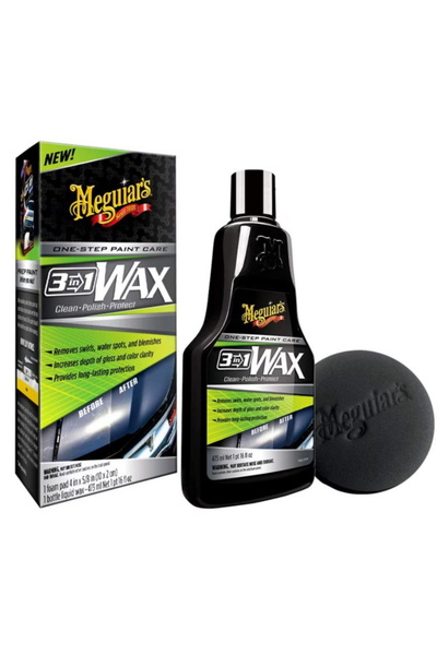 Meguiars Kit ceara auto 3 in 1 cu burete Meguiar's, curatare, polishare, prot...