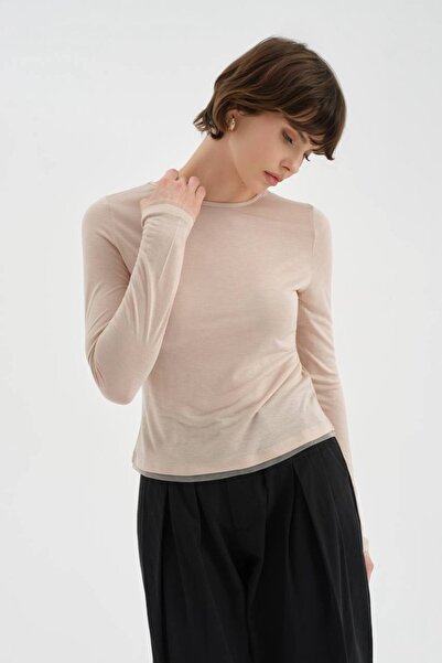 tw3 Γυναικεία μακρυμάνικη μπλούζα με σχέδιο Διαφανές Look