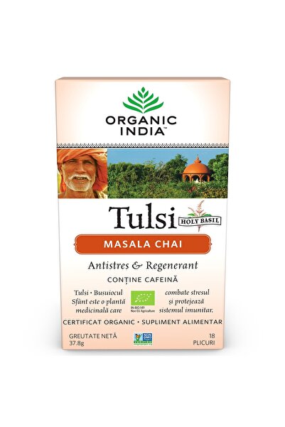 Organic India Tulsi (Busuioc Sfant) Masala Chai | Relaxant & Regenerant, 18pl