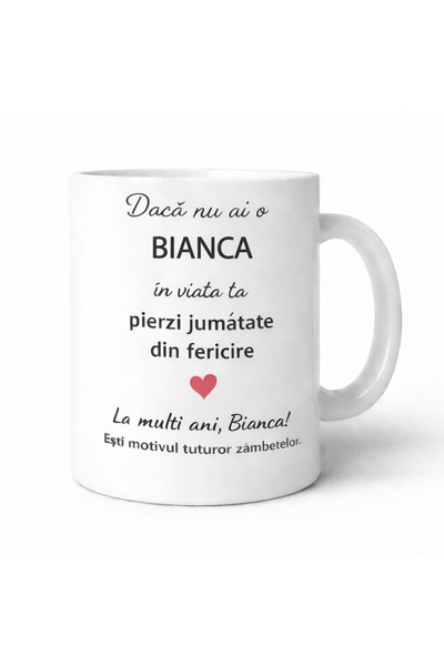 OEM Cana personalizata cu numele Bianca, cadou aniversare sau zi de nume pent...