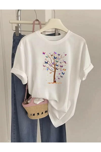 Rokeby Γυναικείο μπλουζάκι με λαιμόκοψη με τύπωμα Βαμβάκι oversized με στρογγ...