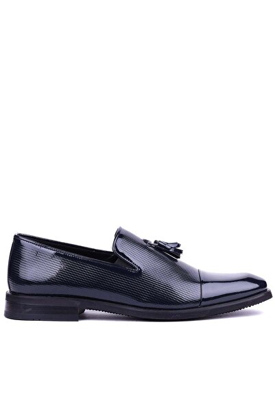 Shoetyle - Genuine Patent Leather Leather Navy Blue Color Men's Classic Shoes...