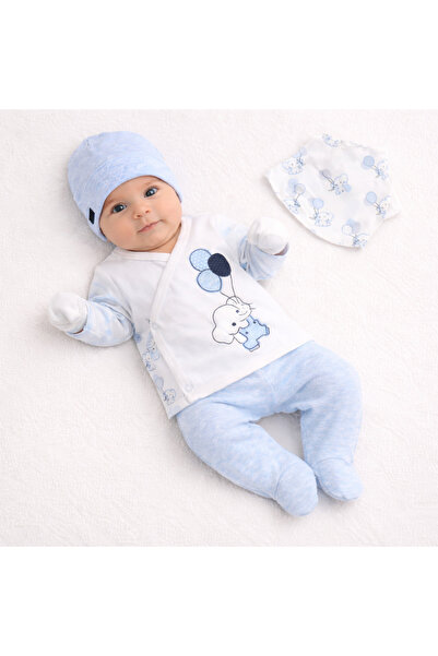 Bebelul Set salopă Blue Elephant cu 5 piese, 0-3 luni