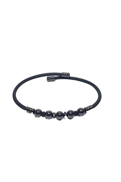 Janti Jtss26Blk1765 Stainless Steel Bracelet Silicone Coating with Hematite N...