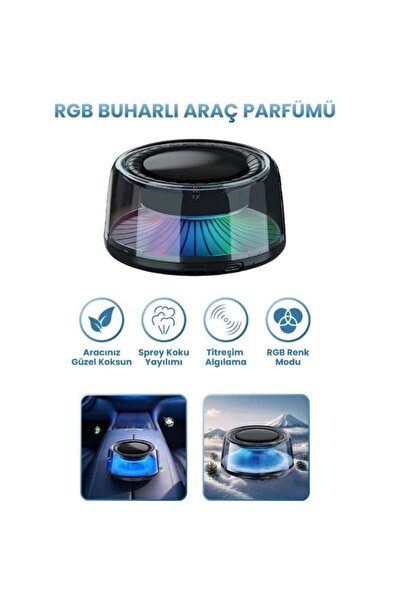 Bagajon Castu LS63 RGB Buharlı Araç Parfümü – Aromaterapi Difüzör, LED Işıklı...