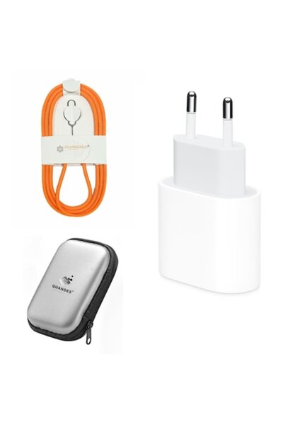 QUANDES USB-C 20W PD Fast Charger Set and USB-C-C Data Cable 60W, 1M, orange