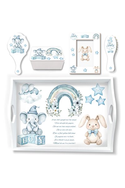OEM Blue Boho Boy motif tray set for boys, with accessories