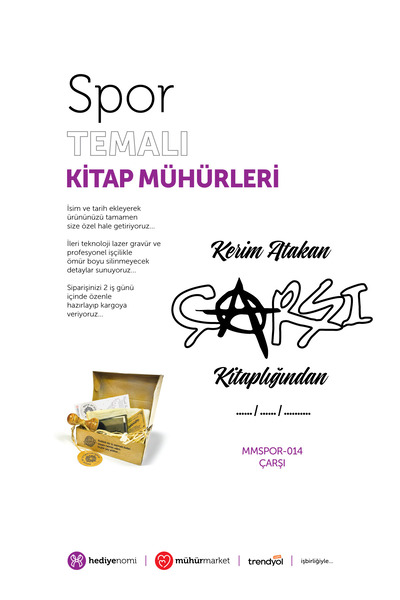 HEDİYENOMİ MühürMarket > ختم كتاب الرياضة من Çarşı Spor - Ex-libris - ختم الك...