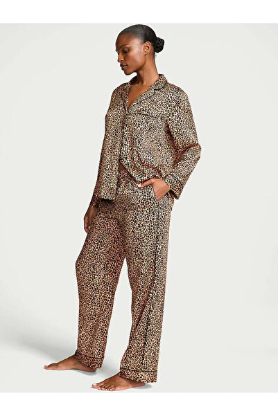 Victoria's Secret Fashion Show Parlak Saten Uzun Pijama Takımı