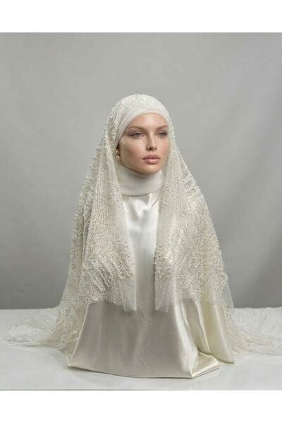 MERİT FASHION Yoğun Taş İşlemeli Premium Duvak 100*140