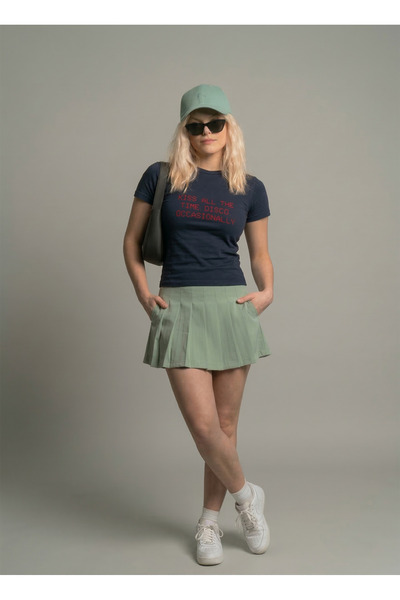 SVART WEAR Kiss All the Time. Disco, Occasionally Printed Dark Navy Blue Stre...