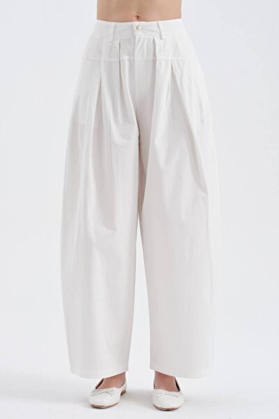 tw3 Γυναικείο παντελόνι με λεπτομέρεια πιέτες, 100% Βαμβάκι Design Balloon Fit