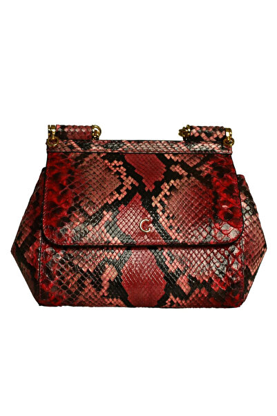 Platin Fuchsia Python Leather Women's Handbag Bag