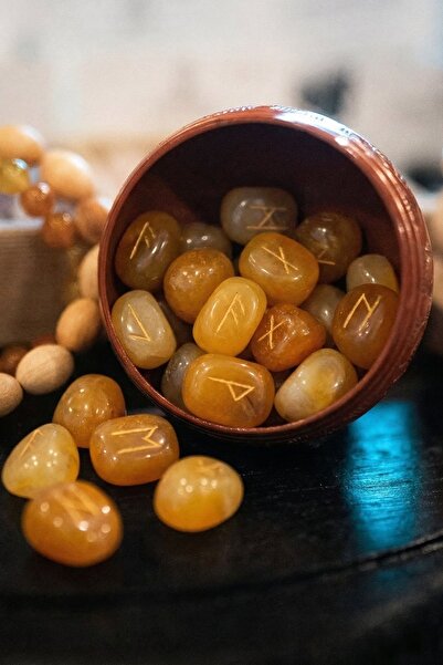 Namaruna Set of Yellow Onyx Rune Stones – for Divination