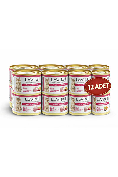 LaVital Ördekli, Kızılcık ve Kadife Çiçekli Yetişkin Kedi Konservesi 85GR x 1...