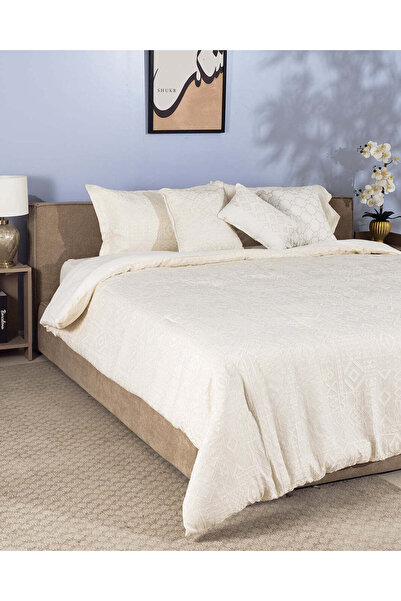 REDTAG Beige 7-Piece Floral Jacquard Comforter Set – King Size