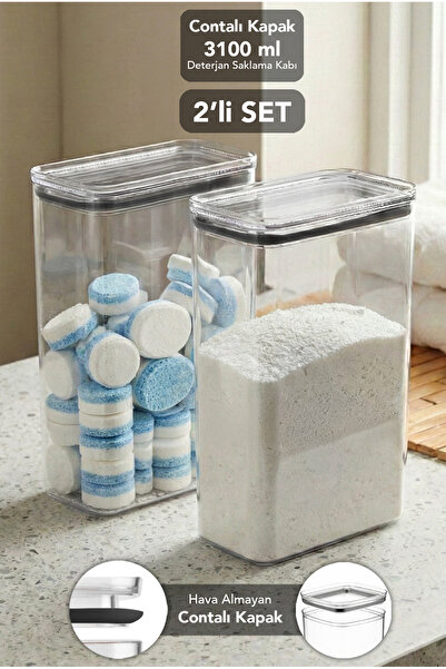 Meleni Home مجموعة من صندوقين لتخزين المنظفات النقية - غطاء محكم الغلق ضد الغ...